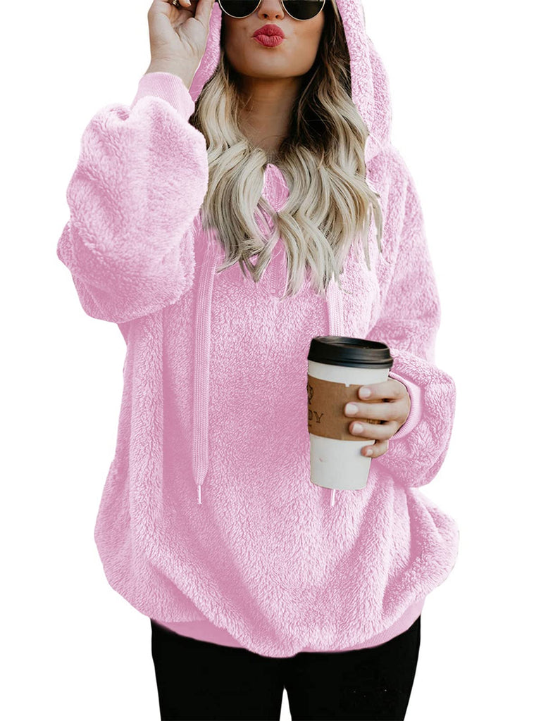 Century Star Women's Fuzzy Hoodies Sport Pullover Hoodie Athletic Cozy Oversized Pockets Hooded Sweatshirt Fleece Hoodies