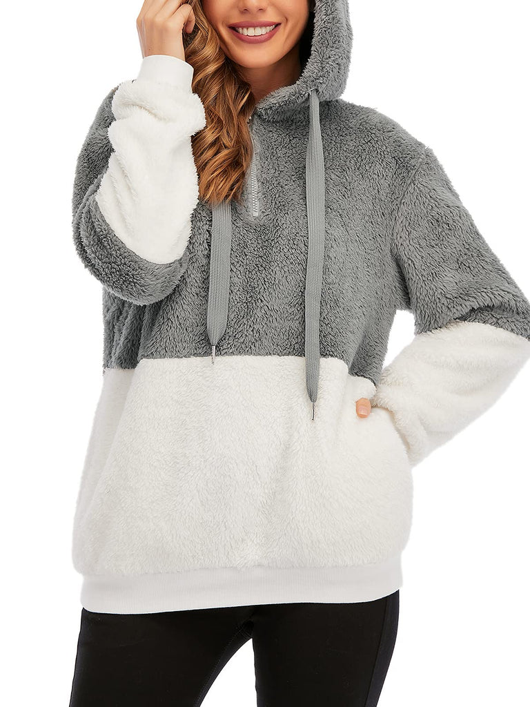Century Star Women's Fuzzy Hoodies Sport Pullover Hoodie Athletic Cozy Oversized Pockets Hooded Sweatshirt Fleece Hoodies