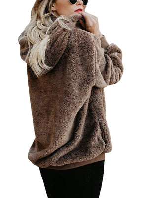 Century Star Women's Fuzzy Hoodies Sport Pullover Hoodie Athletic Cozy Oversized Pockets Hooded Sweatshirt Fleece Hoodies
