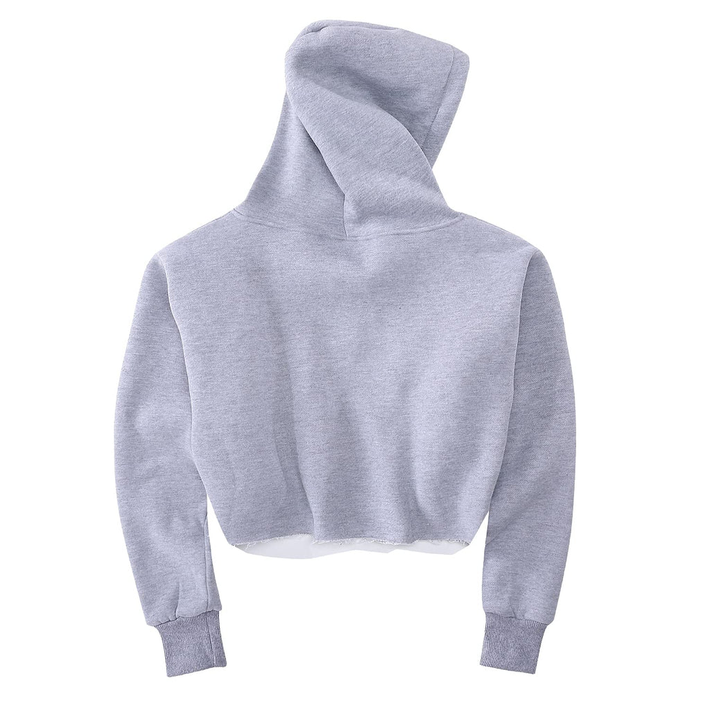 Women's Cropped Hoodie Fleece Long Sleeve Pullover Cut Off Hood Sweatshirt