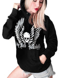 Sexy Angel Wings Tattoo Roses Hoodie Graphic Sexy Women's Pullover Motorcycle hooded Sweatshirt