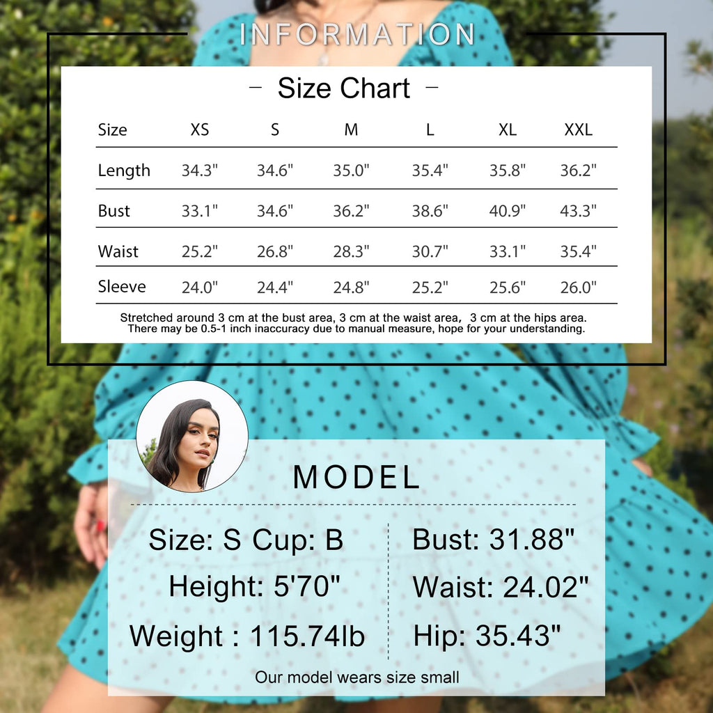 Women Tie Back Summer Dresses Long Lantern Sleeve Square Neck Ruffle Elastic Waist Aline Casual Mini Dress