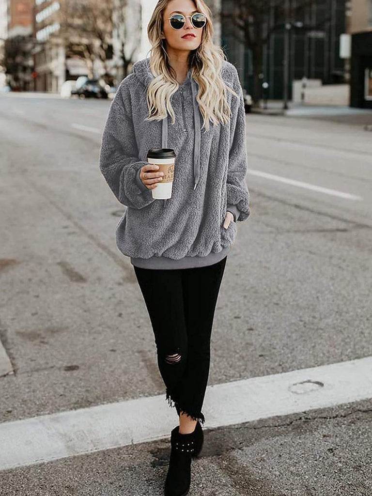 Century Star Women's Fuzzy Hoodies Sport Pullover Hoodie Athletic Cozy Oversized Pockets Hooded Sweatshirt Fleece Hoodies