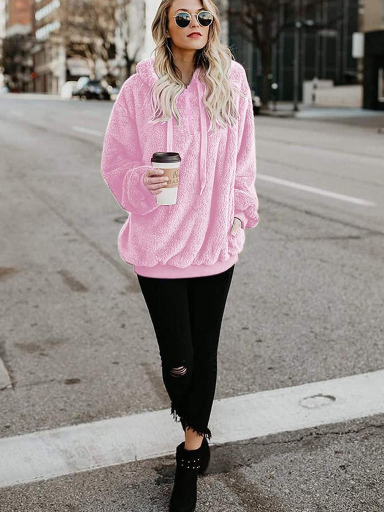 Century Star Women's Fuzzy Hoodies Sport Pullover Hoodie Athletic Cozy Oversized Pockets Hooded Sweatshirt Fleece Hoodies