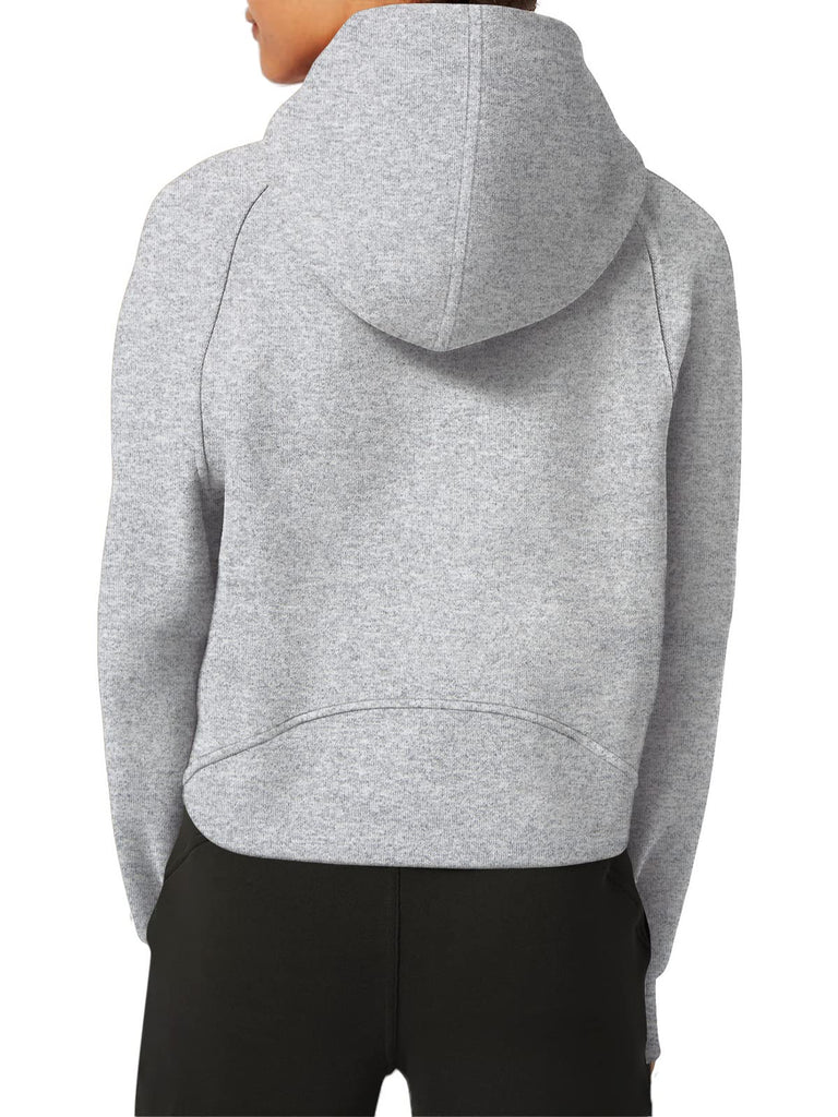 Womens Hoodies Fleece Lined Collar Pullover 1/2 Zipper Sweatshirts Long Sleeve Crop Tops Sweater Thumb Hole