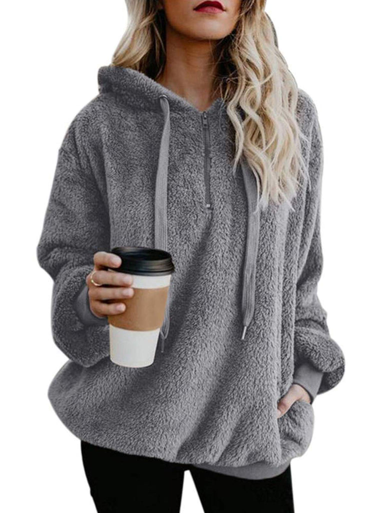 Century Star Women's Fuzzy Hoodies Sport Pullover Hoodie Athletic Cozy Oversized Pockets Hooded Sweatshirt Fleece Hoodies