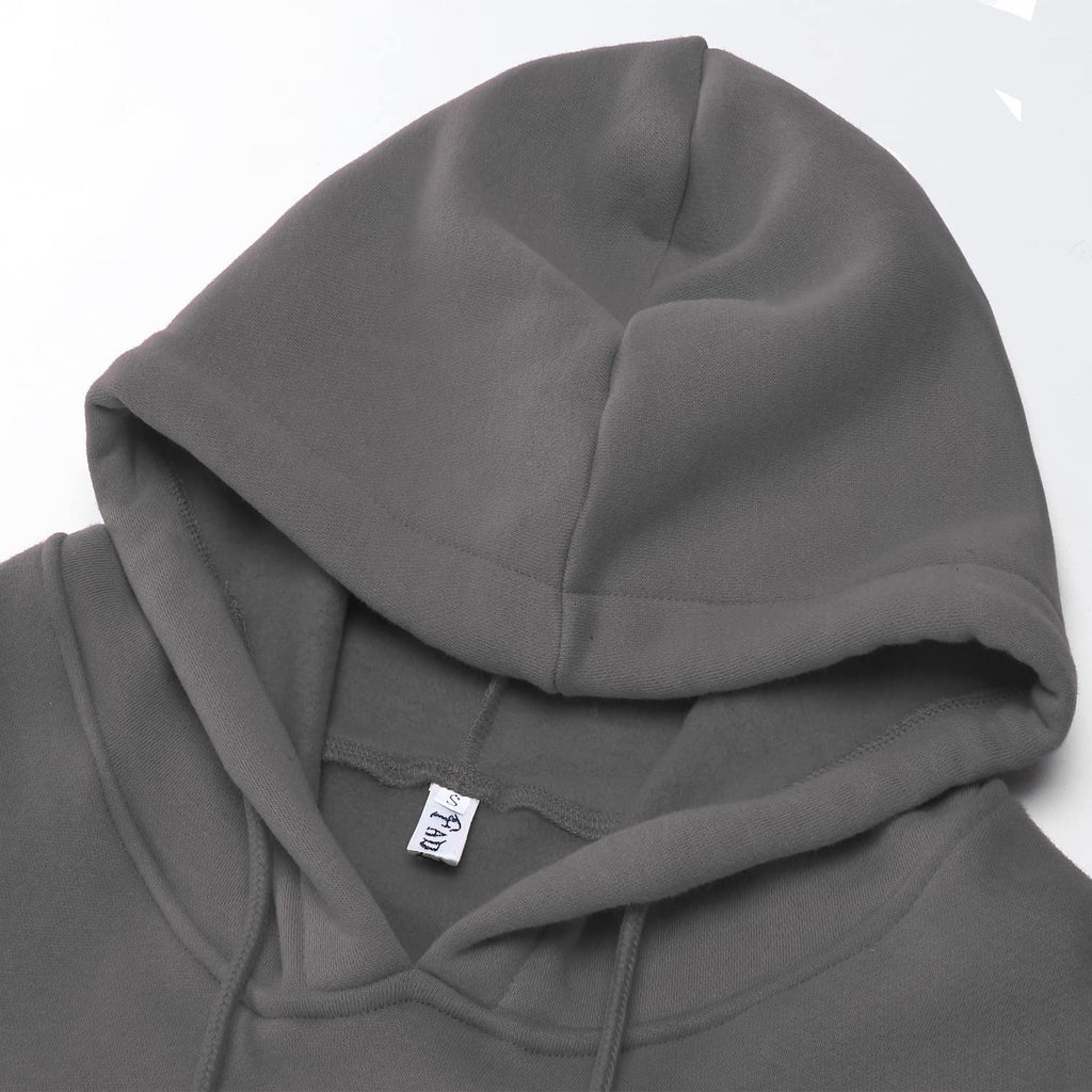 Women's Cropped Hoodie Fleece Long Sleeve Pullover Cut Off Hood Sweatshirt