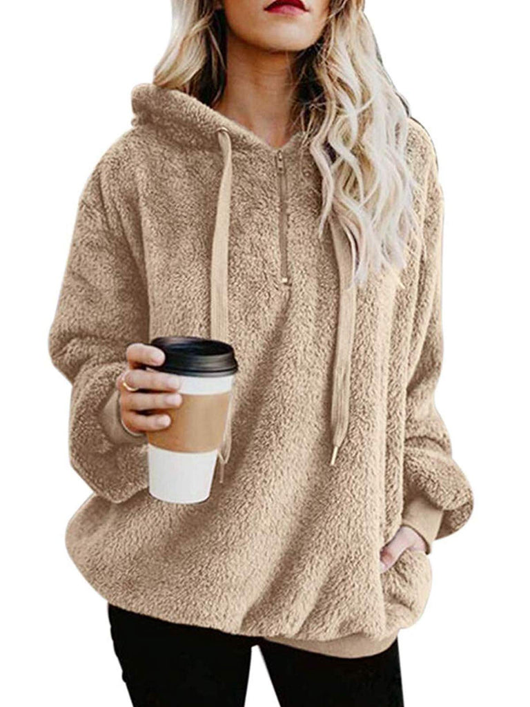 Century Star Women's Fuzzy Hoodies Sport Pullover Hoodie Athletic Cozy Oversized Pockets Hooded Sweatshirt Fleece Hoodies