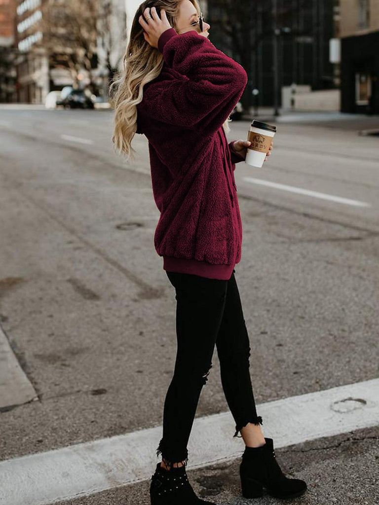 Century Star Women's Fuzzy Hoodies Sport Pullover Hoodie Athletic Cozy Oversized Pockets Hooded Sweatshirt Fleece Hoodies