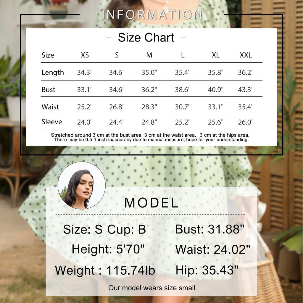 Women Tie Back Summer Dresses Long Lantern Sleeve Square Neck Ruffle Elastic Waist Aline Casual Mini Dress