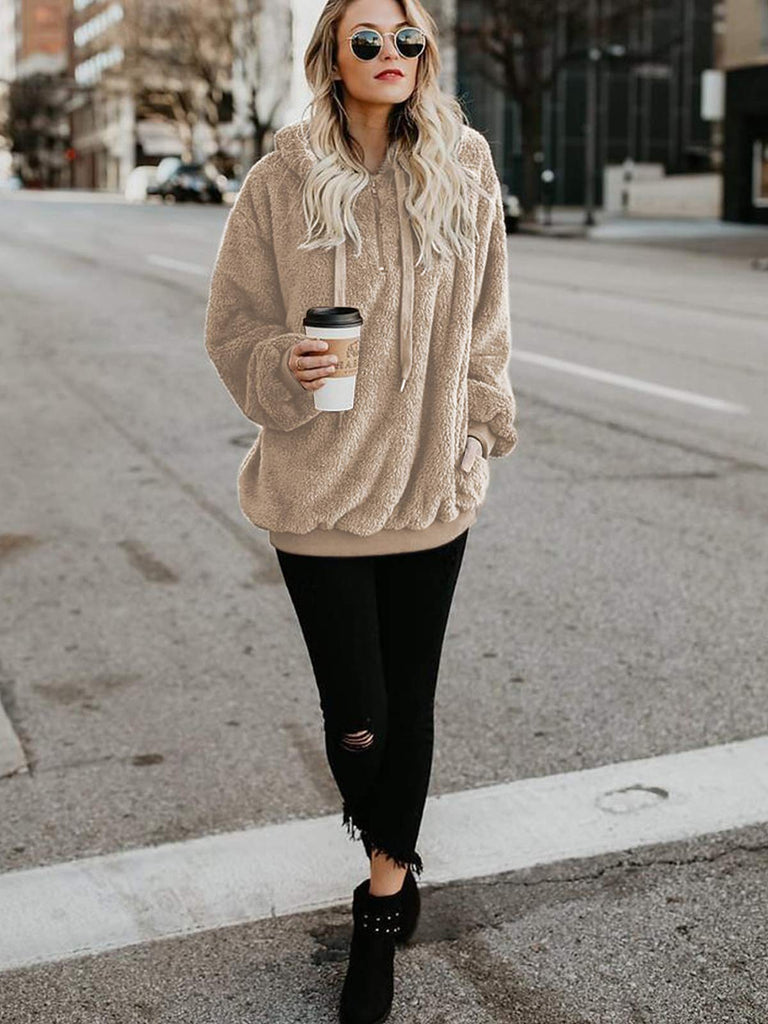 Century Star Women's Fuzzy Hoodies Sport Pullover Hoodie Athletic Cozy Oversized Pockets Hooded Sweatshirt Fleece Hoodies