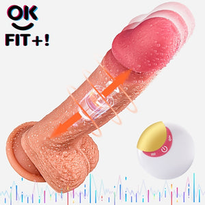 Laddymoda Dildo per le donne, 9,37 pollici, modalità di frequenza di vibrazione del vibratore del dildo realistico, clitoride e stimolazione del punto G Dildo vibrante giocattolo sessuale per principianti, dildo telescopici con ventosa