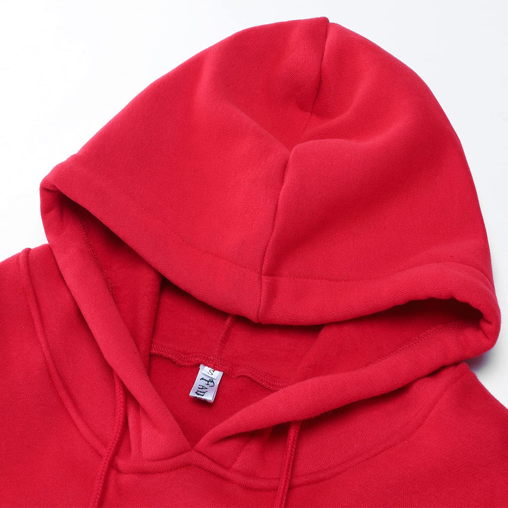 Women's Cropped Hoodie Fleece Long Sleeve Pullover Cut Off Hood Sweatshirt