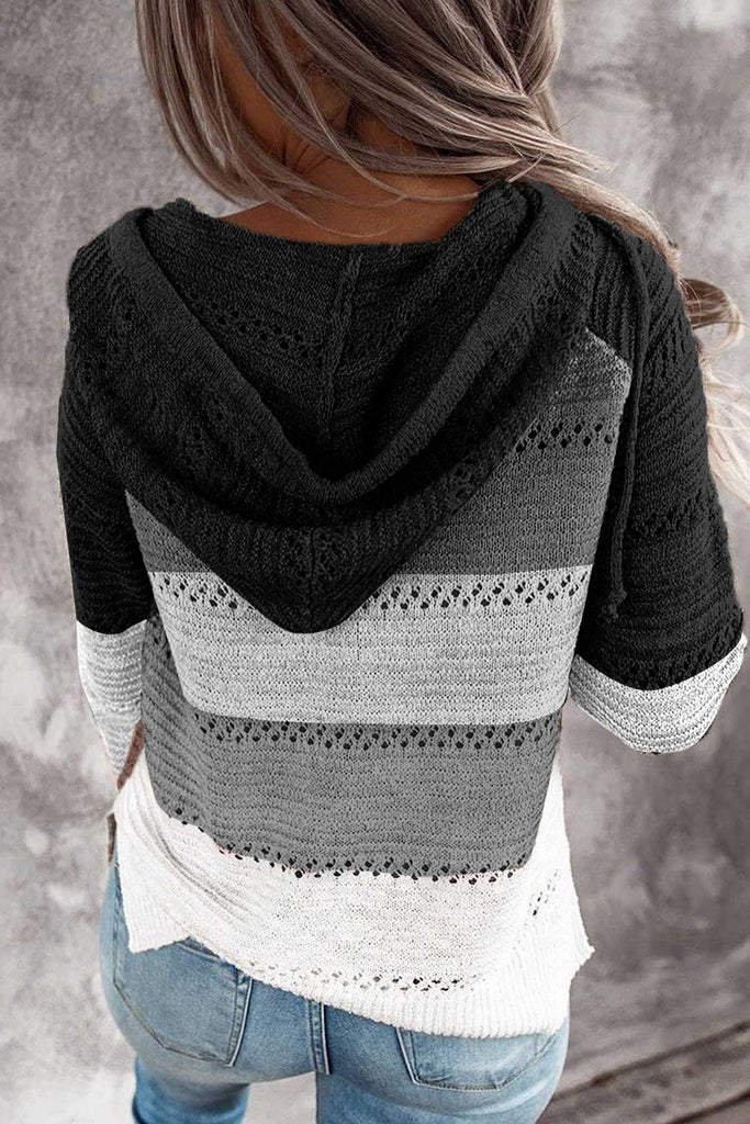 Women's Fashion Hoodies Sweatshirts Striped Lightweight Knit Pullover Sweaters