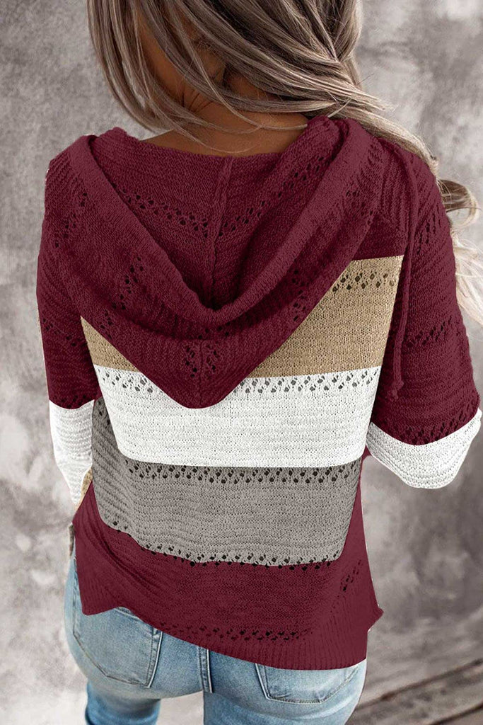 Women's Fashion Hoodies Sweatshirts Striped Lightweight Knit Pullover Sweaters