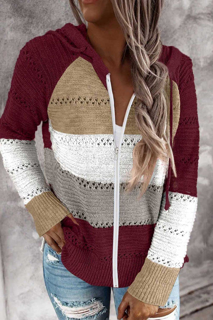 Women's Fashion Hoodies Sweatshirts Striped Lightweight Knit Pullover Sweaters