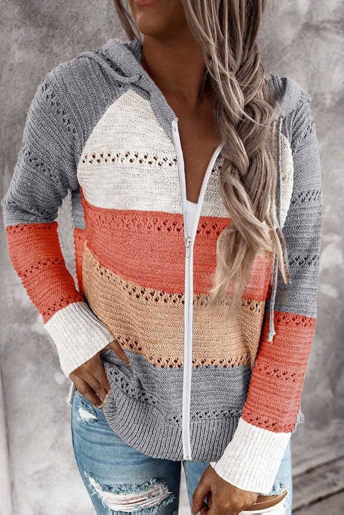 Women's Fashion Hoodies Sweatshirts Striped Lightweight Knit Pullover Sweaters