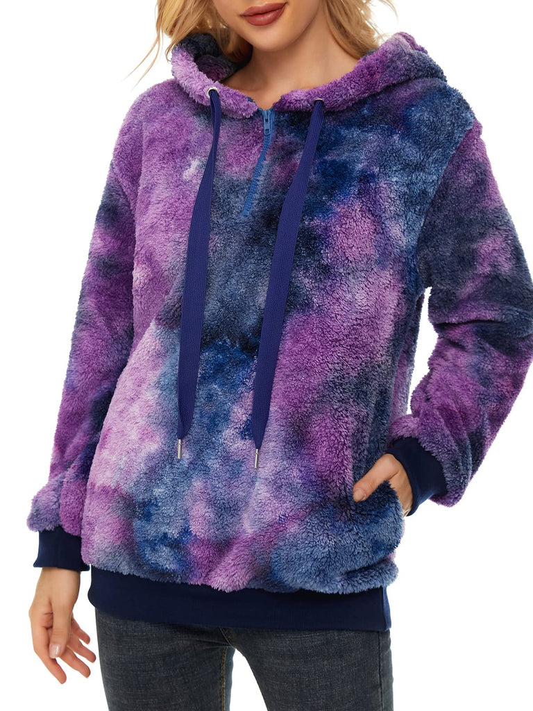 Century Star Women's Fuzzy Hoodies Sport Pullover Hoodie Athletic Cozy Oversized Pockets Hooded Sweatshirt Fleece Hoodies