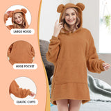 Wearable Blanket Hoodie Sweatshirt for Women Men, Teddy Oversized Hoodie Sherpa Blanket with Pockets for Adult Teen