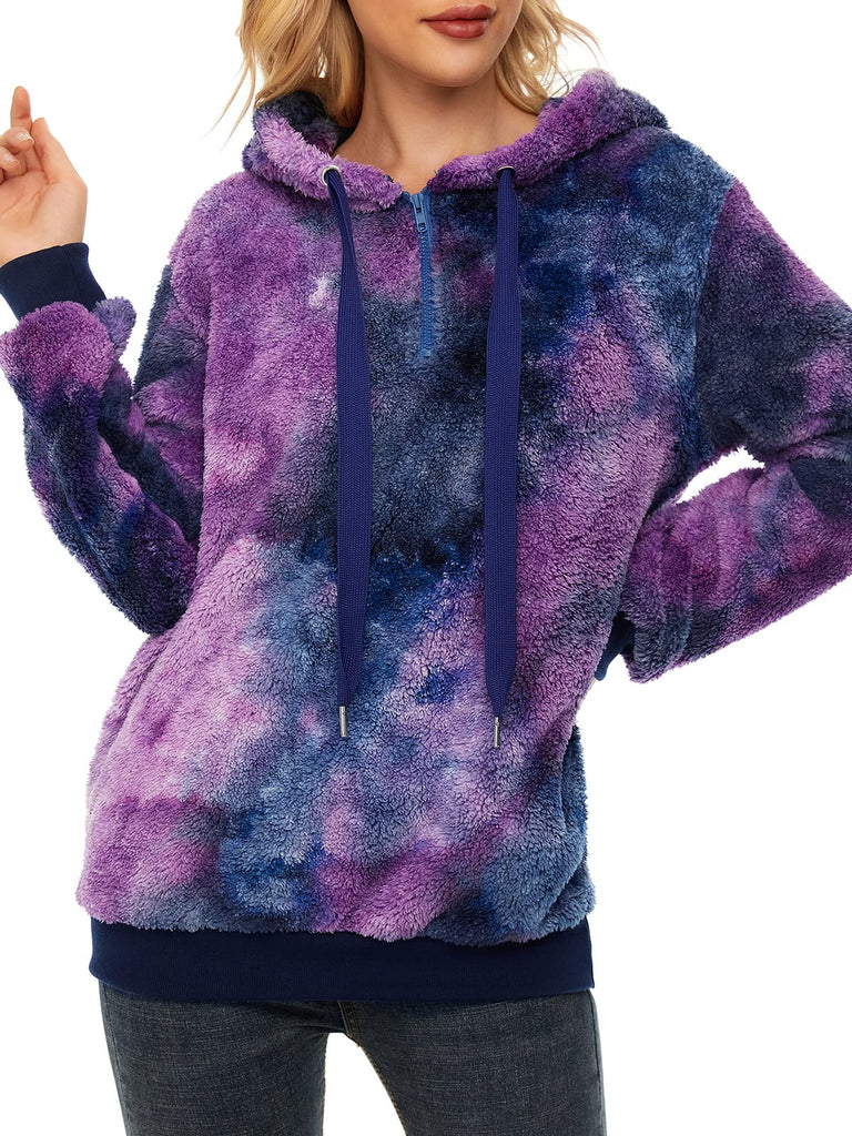 Century Star Women's Fuzzy Hoodies Sport Pullover Hoodie Athletic Cozy Oversized Pockets Hooded Sweatshirt Fleece Hoodies