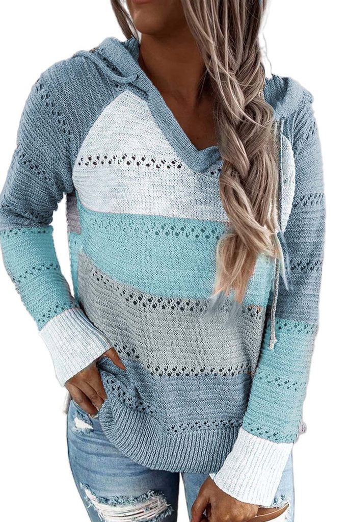 Women's Fashion Hoodies Sweatshirts Striped Lightweight Knit Pullover Sweaters