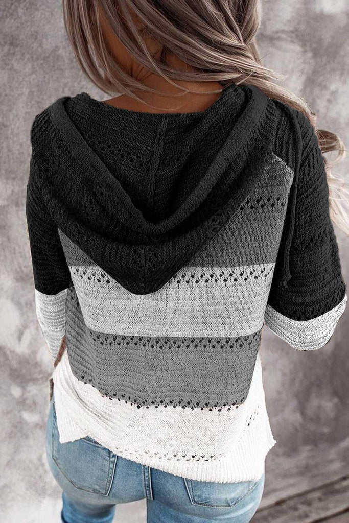 Women's Fashion Hoodies Sweatshirts Striped Lightweight Knit Pullover Sweaters