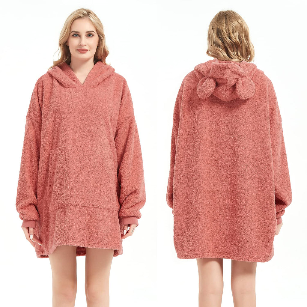 Wearable Blanket Hoodie Sweatshirt for Women Men, Teddy Oversized Hoodie Sherpa Blanket with Pockets for Adult Teen