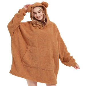 Wearable Blanket Hoodie Sweatshirt for Women Men, Teddy Oversized Hoodie Sherpa Blanket with Pockets for Adult Teen