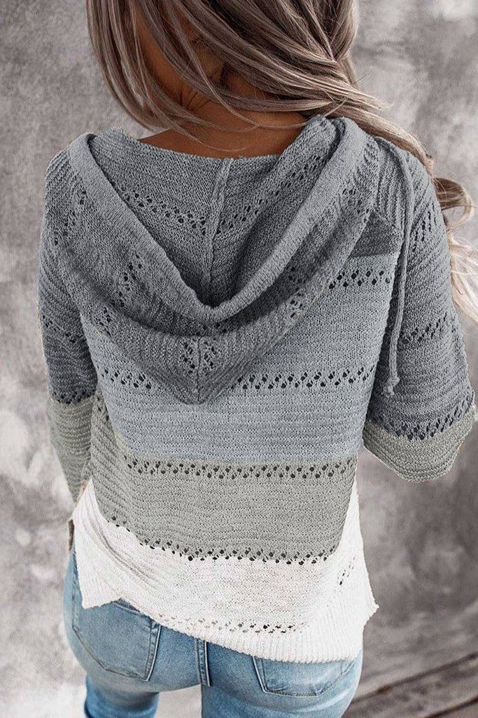 Women's Fashion Hoodies Sweatshirts Striped Lightweight Knit Pullover Sweaters