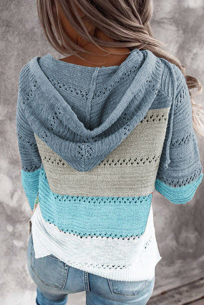 Women's Fashion Hoodies Sweatshirts Striped Lightweight Knit Pullover Sweaters