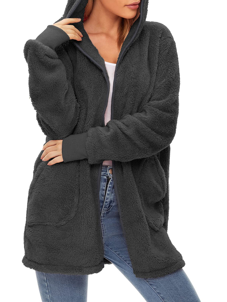 Century Star Women's Fuzzy Hoodies Sport Pullover Hoodie Athletic Cozy Oversized Pockets Hooded Sweatshirt Fleece Hoodies