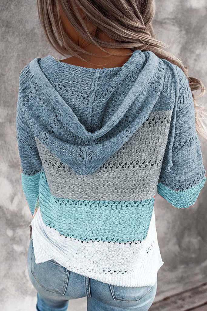 Women's Fashion Hoodies Sweatshirts Striped Lightweight Knit Pullover Sweaters