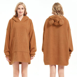 Wearable Blanket Hoodie Sweatshirt for Women Men, Teddy Oversized Hoodie Sherpa Blanket with Pockets for Adult Teen