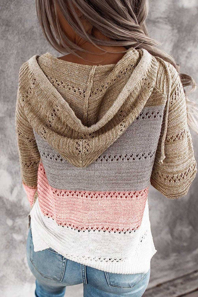 Women's Fashion Hoodies Sweatshirts Striped Lightweight Knit Pullover Sweaters