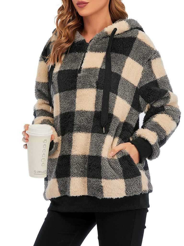 Century Star Women's Fuzzy Hoodies Sport Pullover Hoodie Athletic Cozy Oversized Pockets Hooded Sweatshirt Fleece Hoodies