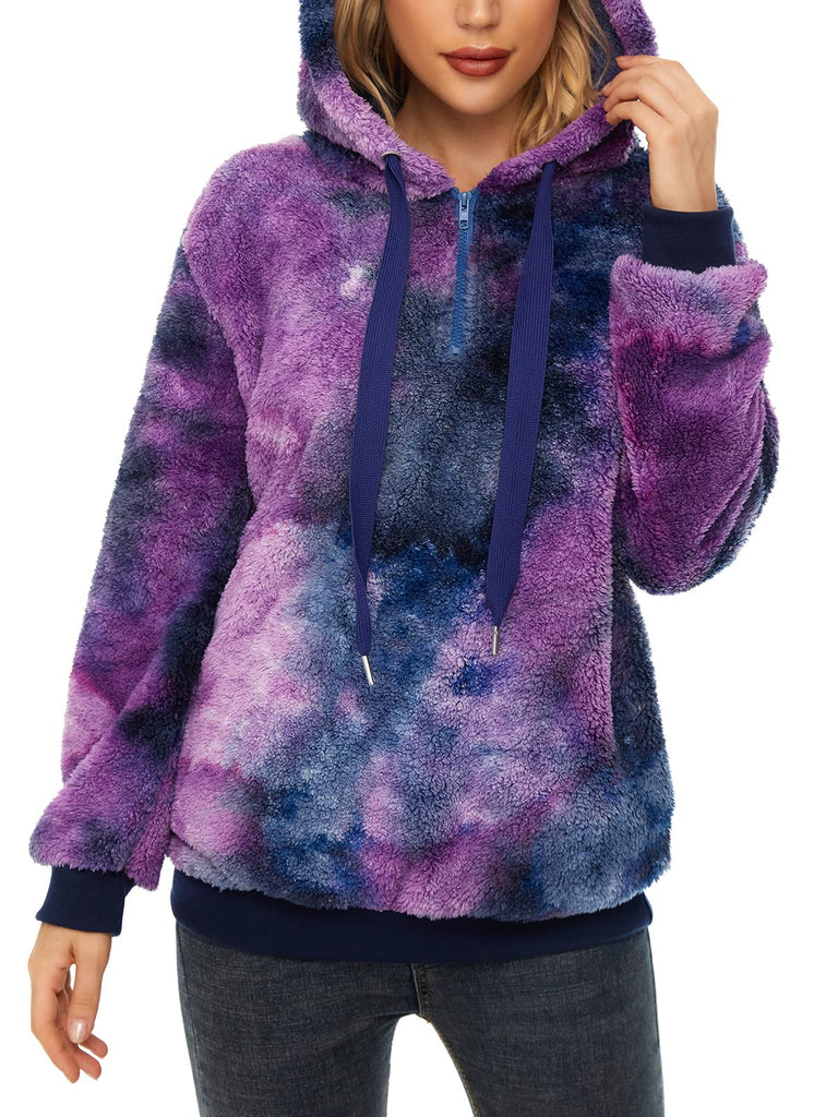 Century Star Women's Fuzzy Hoodies Sport Pullover Hoodie Athletic Cozy Oversized Pockets Hooded Sweatshirt Fleece Hoodies