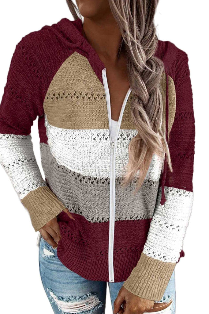 Women's Fashion Hoodies Sweatshirts Striped Lightweight Knit Pullover Sweaters