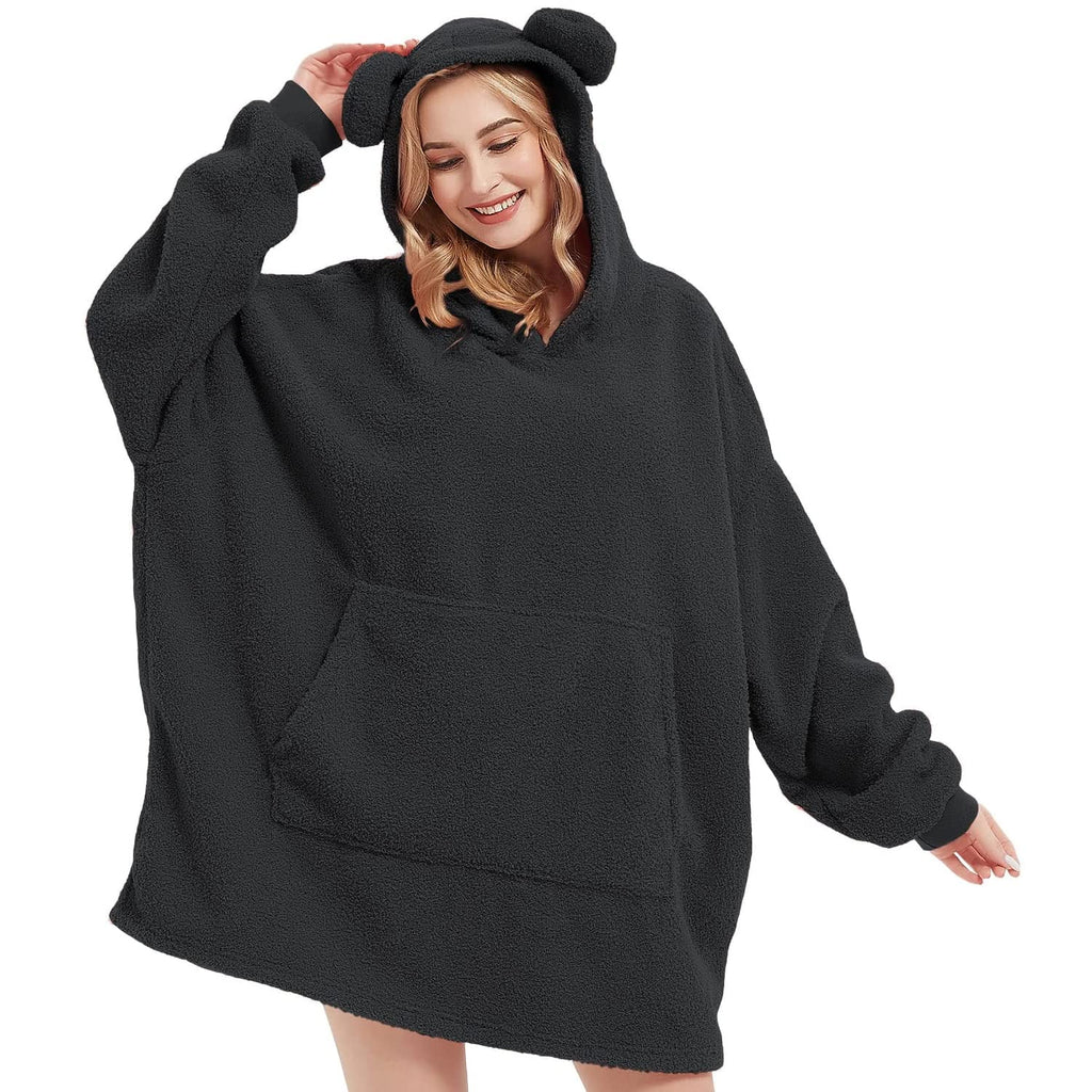Wearable Blanket Hoodie Sweatshirt for Women Men, Teddy Oversized Hoodie Sherpa Blanket with Pockets for Adult Teen