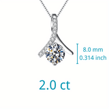1pc 1 CARAT-3 CARAT Moissanite,925 Sterling Silver Hot Selling Trendy Simple Herringbone Pendant Necklace