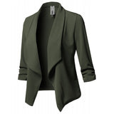 Laddymoda NOUVEAU Oversize Bureau Dames Col Cranté Femmes Blazer Solide Veste d’automne Manches plissées Casual Costume Féminin Manteau 10 Couleurs