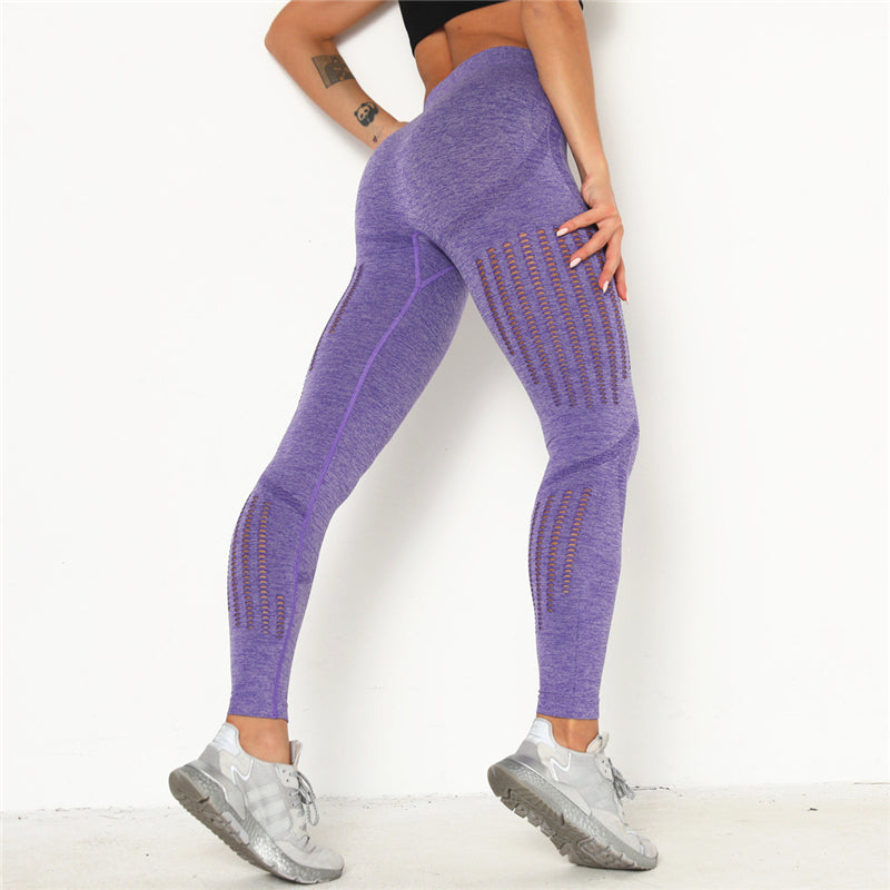 Laddymoda Solid Black Women Sport Pants Sexy Breathable Hollow Yoga Le –  LaddyModa