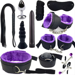 Laddymoda 1 Set Manette da uomo Occhi Blinder Whip Peluche Sex Toys, 11pcs SM Tools Regalo di San Valentino