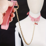 Laddymoda 1pc Collar Choker Leash Harness Leather Bow-tie Bell Collar BDSM Bondage Game