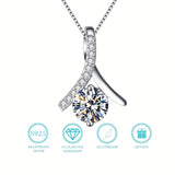 1pc 1 CARAT-3 CARAT Moissanite,925 Sterling Silver Hot Selling Trendy Simple Herringbone Pendant Necklace