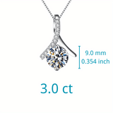 1pc 1 CARAT-3 CARAT Moissanite,925 Sterling Silver Hot Selling Trendy Simple Herringbone Pendant Necklace