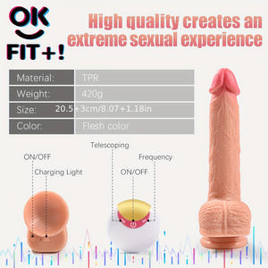 Laddymoda Dildo per le donne, 9,37 pollici, modalità di frequenza di vibrazione del vibratore del dildo realistico, clitoride e stimolazione del punto G Dildo vibrante giocattolo sessuale per principianti, dildo telescopici con ventosa