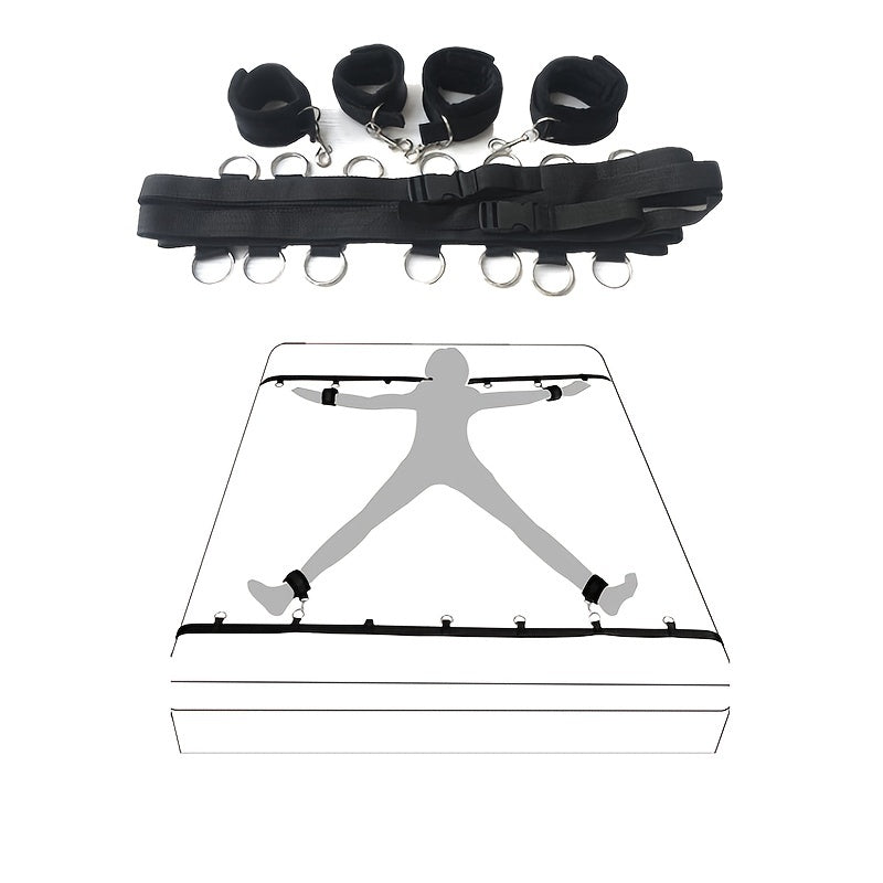 Laddymoda Set di restrizioni per letto Bondage Strap Rope Polsini Sex Toy Hand Foot Restraint Kit