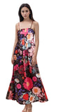 Strap-printed High-waist Belt A-line Dress