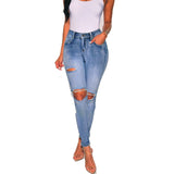 Laddymoda fornisce donne sexy strappate che indossano jeans a vita bassa