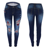 Otoño New Street tendencia jeans rasgados grandes jeans ajustados de cadera para mujer